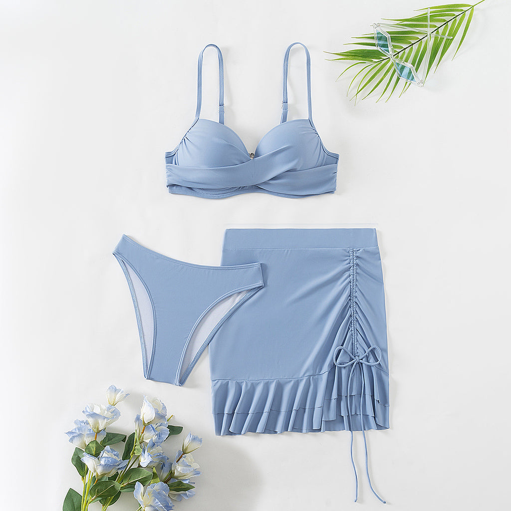 Bikini-Set mit Bügel und Spitze – Bademode für Damen aus Nylon-Spandex