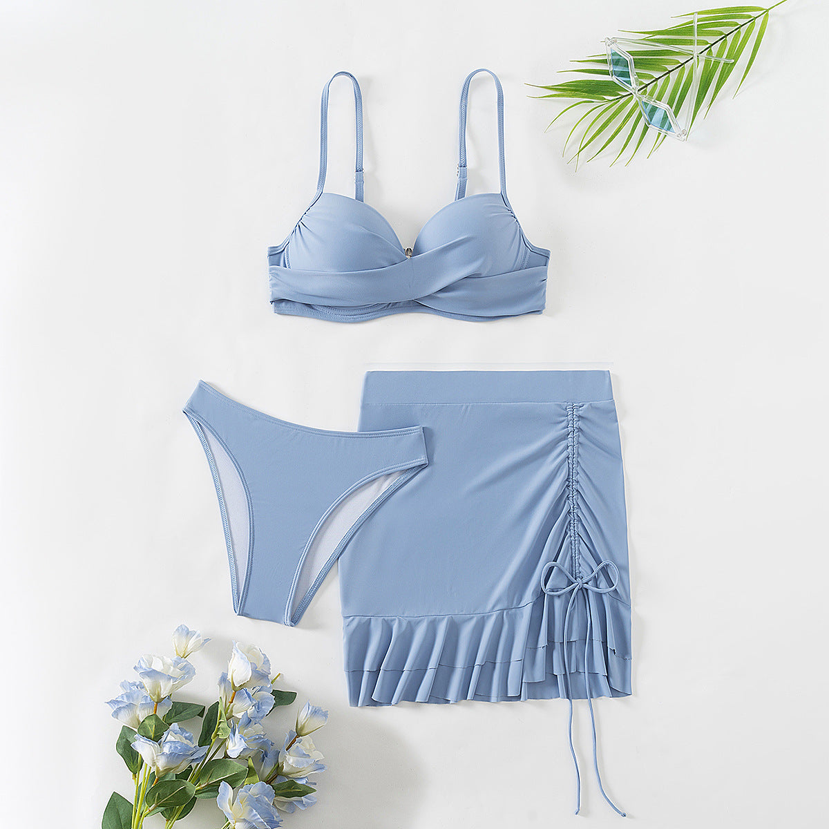 Bikini-Set mit Bügel und Spitze – Bademode für Damen aus Nylon-Spandex