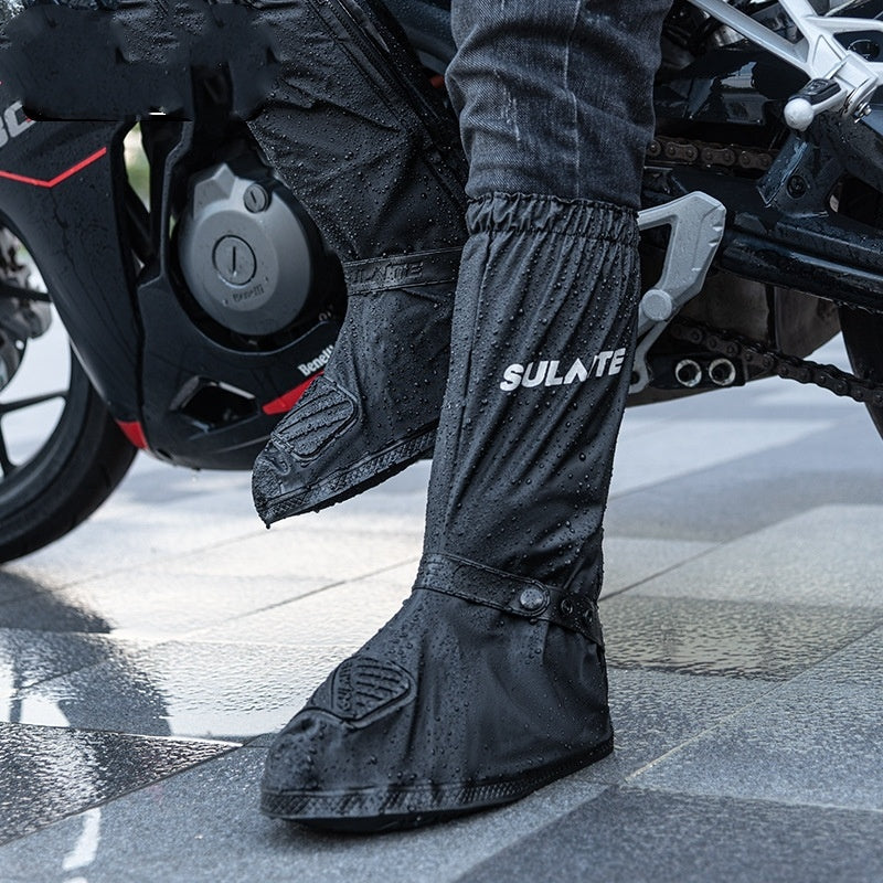 Waterproof non-slip motorcycle shoe covers in black silver – AdriaPulse