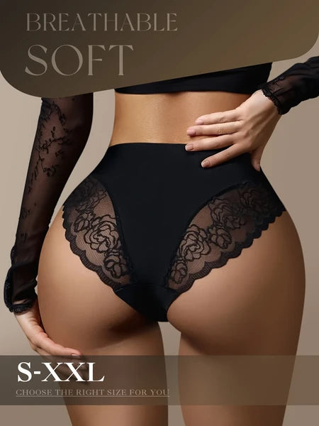 Lot de 6 culottes triangle en dentelle sexy multicolore, taille basse élastique, lingerie tendance pour femme avec dentelle patchwork effet lifting des hanches