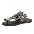 Damen Pantoletten mit Strass und flachem Absatz