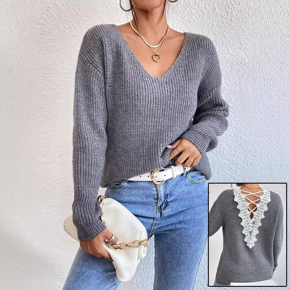 Vêtements Y2k Pull col en V pour femmes Hiver Dos Nu Streetwear Bandage Pull Cachemire Femme Vêtements de Mode de Haute Qualité