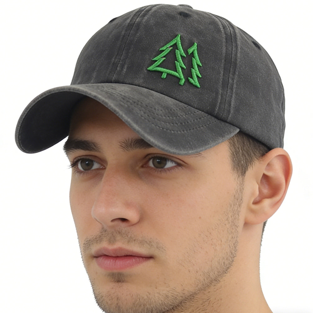 D pine tree embroidered baseball cap for men and women, adjustable breathable cotton hiking and camping hat – AdriaPulse"