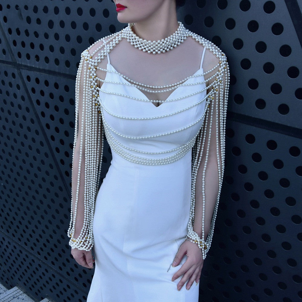 Luxury Beaded Pearl Bridal Shawl – Wedding Cape