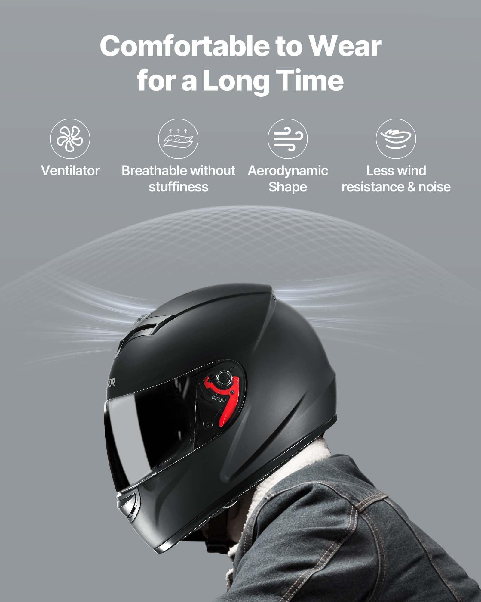 DOT approved full face motorcycle helmet in matte black with dual tinted and clear visor for men and women – AdriaPulse