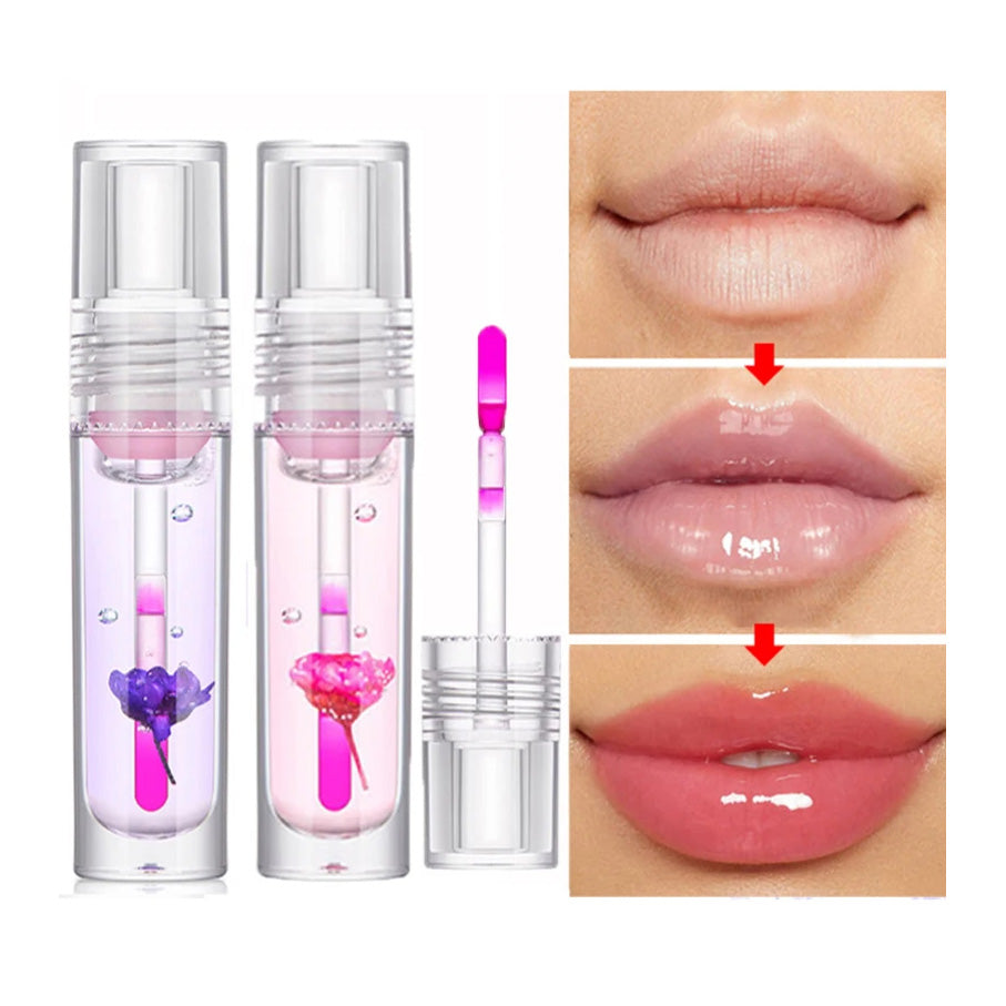 Flower Color Changing Lip Oil – Moisturizing Jelly Lip Gloss