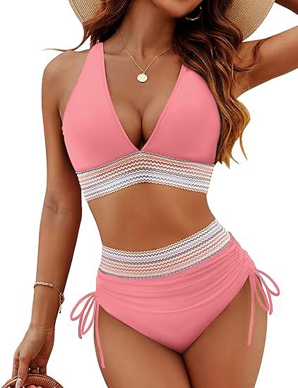 Women's High Waist Bikini Set Solid Color 2-Piece Swimwear –| AdriaPulse