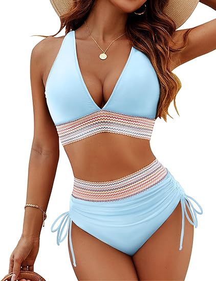 Women's High Waist Bikini Set Solid Color 2-Piece Swimwear –| AdriaPulse