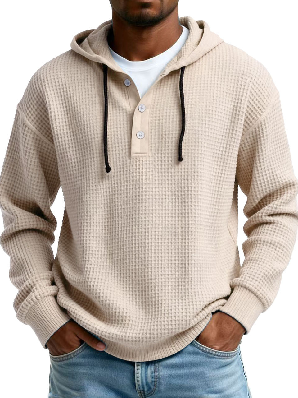 Men's Ribbed Hooded Half-Zip Sweater – Slim Fit
