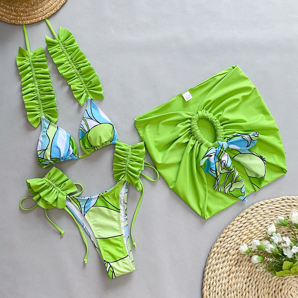 Plissiertes Split-Bikini-Set – Damen-Bademode S–L