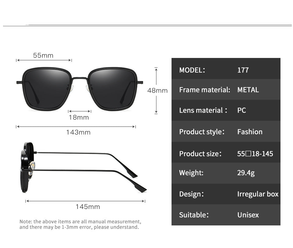 Steampunk quadratische Sonnenbrille | UV400 Vintage Metallrahmen – 8 Styles