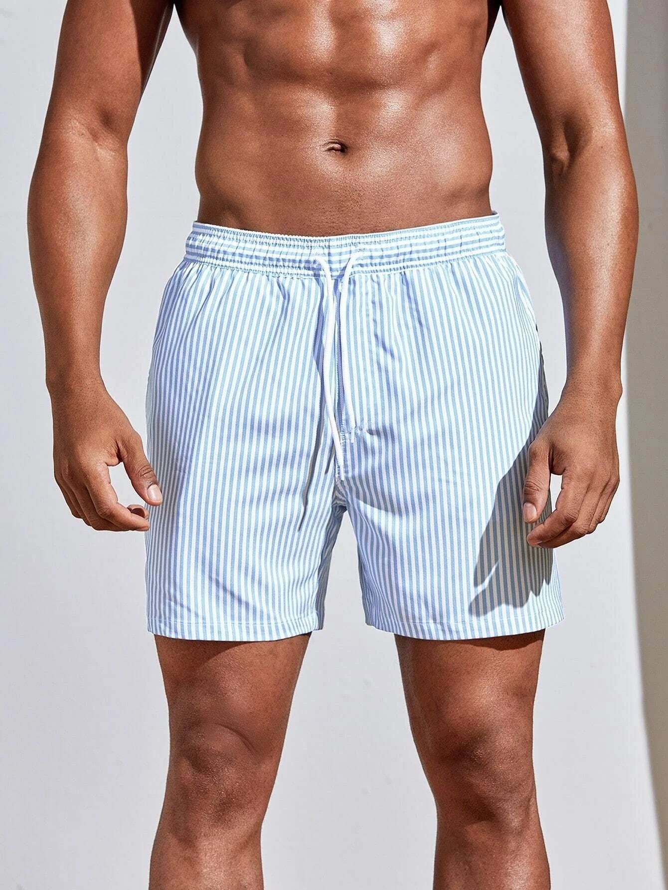 Men 3D Striped Print Beach Shorts Lightweight Summer Casual Pants AdriaPulse
