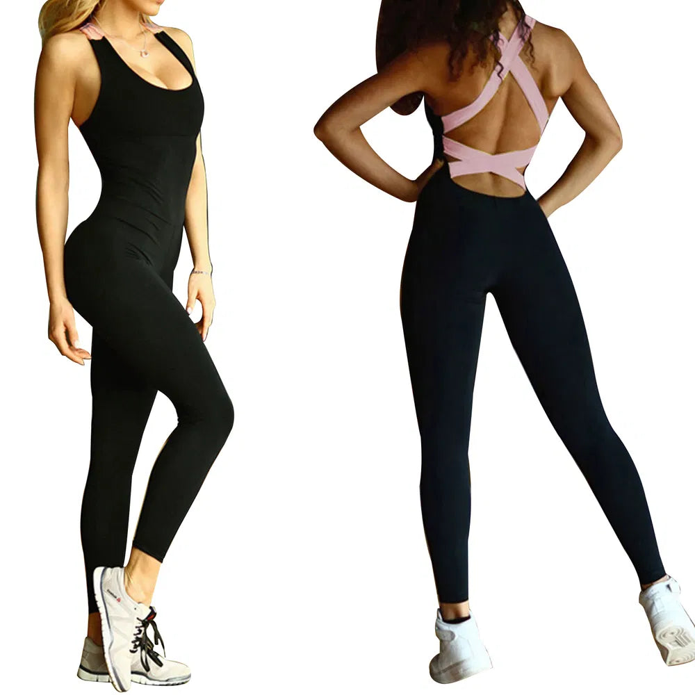 Women's Yoga Workout Jumpsuit – Sleeveless Gym Fitness Romper in 4 Colors