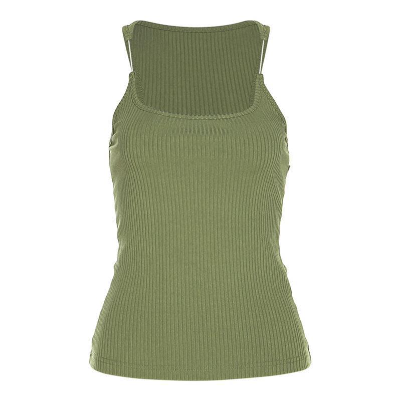Y2K Unsichtbares Camisole-Top Weste Mode Schlankes U-Boot-Ausschnitt Oberteil Sommer Damenbekleidung