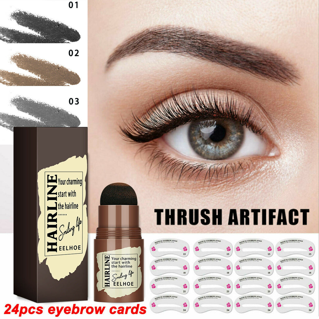 Eyebrow Stamp Stencil Kit – Airbrush Brow Definer with 24 Stencils