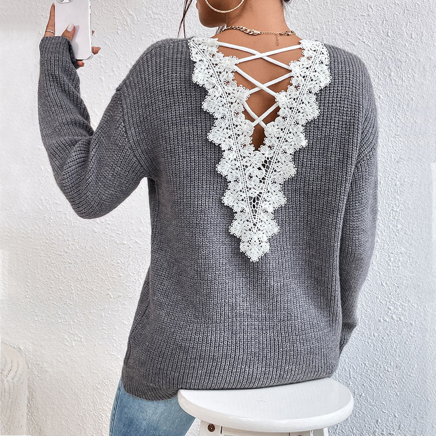 Vêtements Y2k Pull col en V pour femmes Hiver Dos Nu Streetwear Bandage Pull Cachemire Femme Vêtements de Mode de Haute Qualité