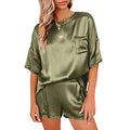 Seiden-Pyjama-Set mit kurzen Ärmeln | Weiches Loungewear Oberteil & Shorts – Damen