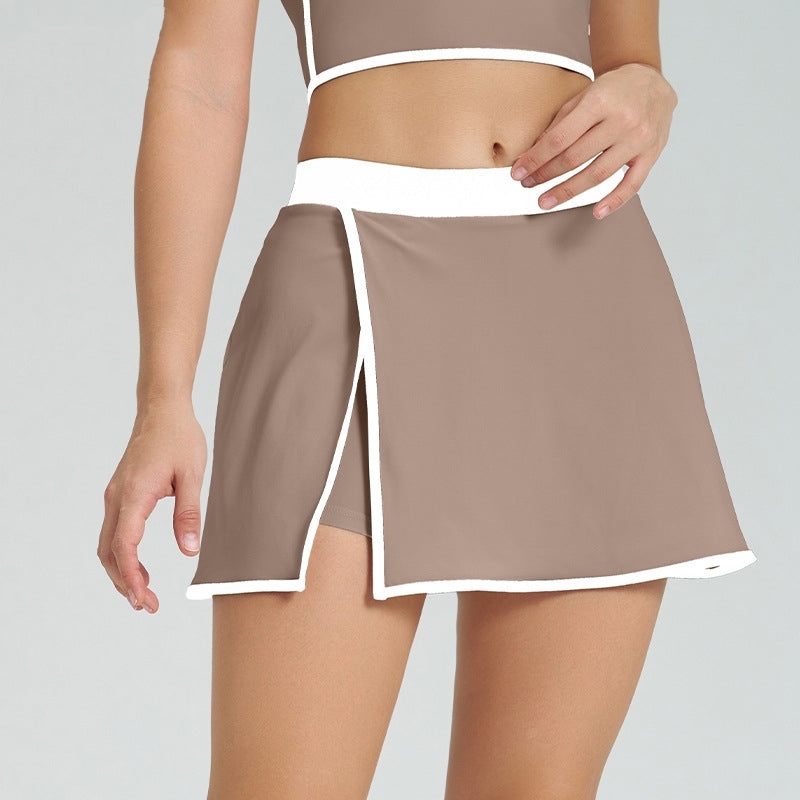 Women's Yoga Set – Contrast Color Sports Vest & Shorts