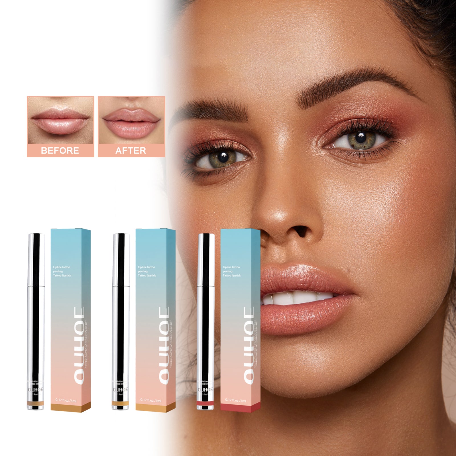 OUHOE Peel Off Lipliner – aufpolsternde Lippenkonturenfarbe mit Hyaluronsäure & Vitamin E | Dunkelbraun