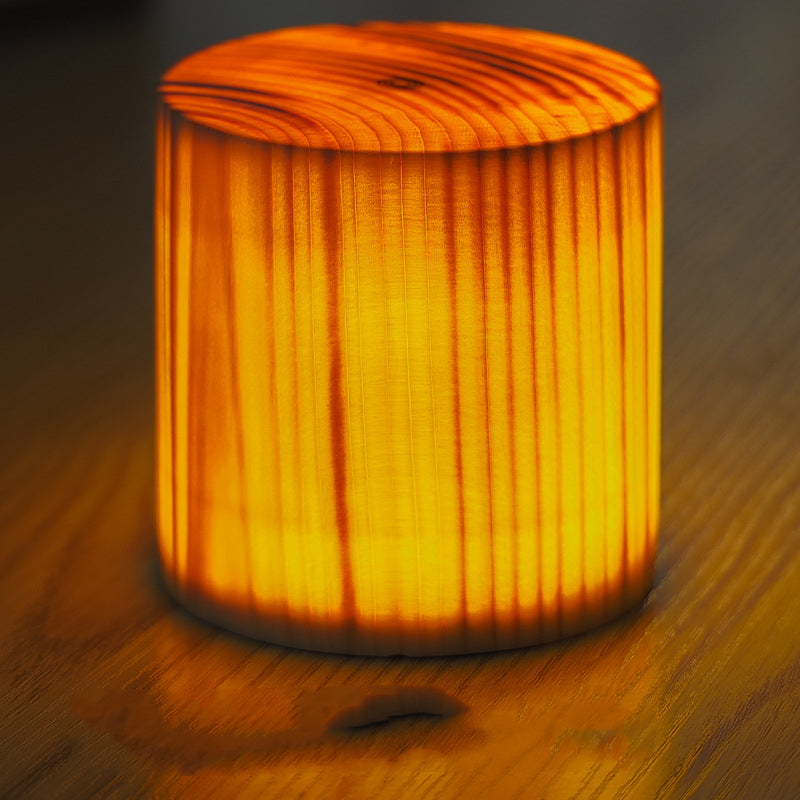Veilleuse d'ambiance rétro en bois – Lampe USB tactile pour pique-nique et décoration intérieure