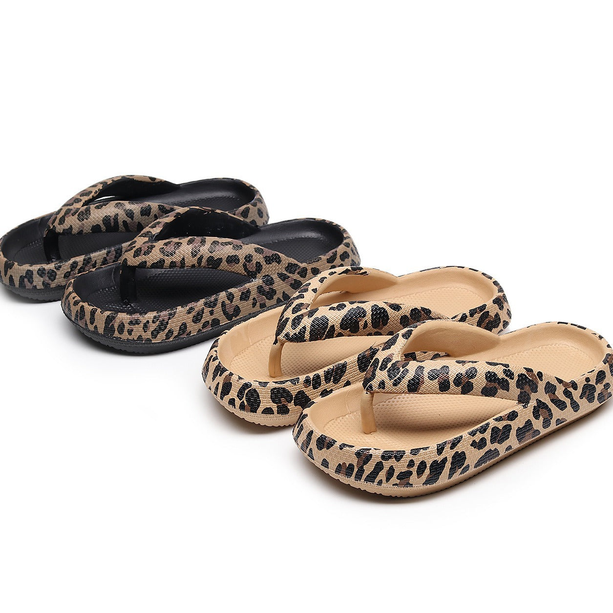 Women's Thick Sole Flip-Flops – Patterned Summer Slippers