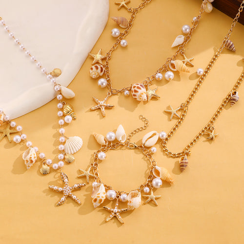 Bohemian Shell Necklace & Bracelet Set – Women's Ocean Beach Jewelry