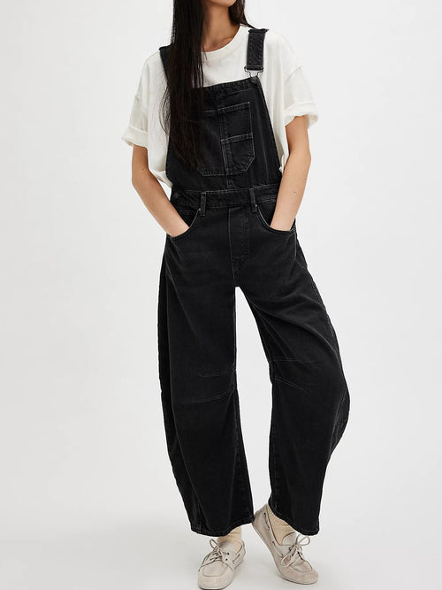 Casual Loose Denim Overalls with Pockets  | AdriaPulse
