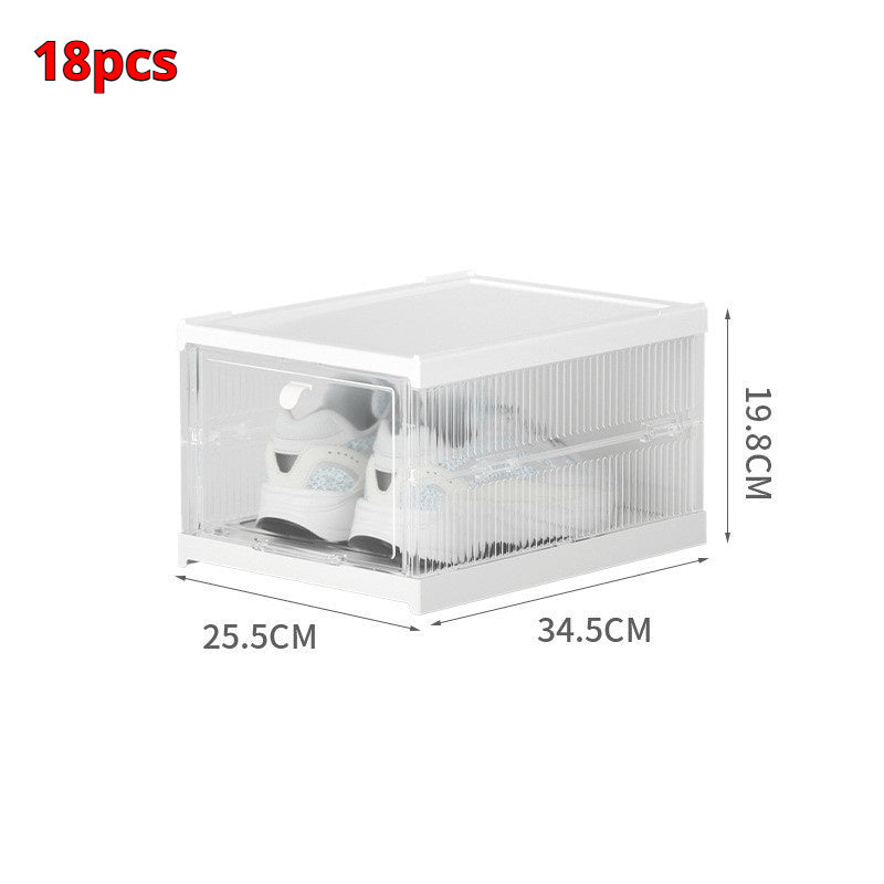 No Installation Flip Plastic Foldable Transparent Shoe Box