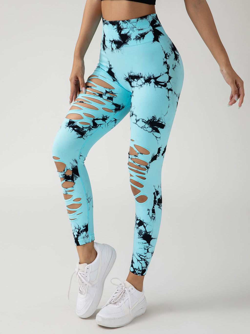 4-Pack Hollow-Out Tie-Dye High-Waist Tummy Control Yoga Pants