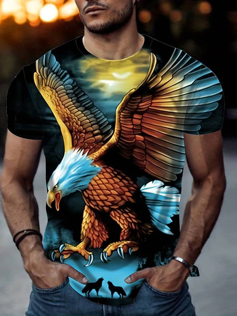 Eagle Print T-Shirt | Oversized Digital Print Tee – XS to 5XL