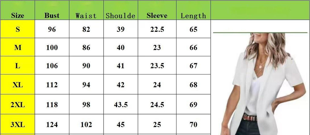 Loose Short Sleeve Blazer Jacket | Solid Color Suit Coat – Women