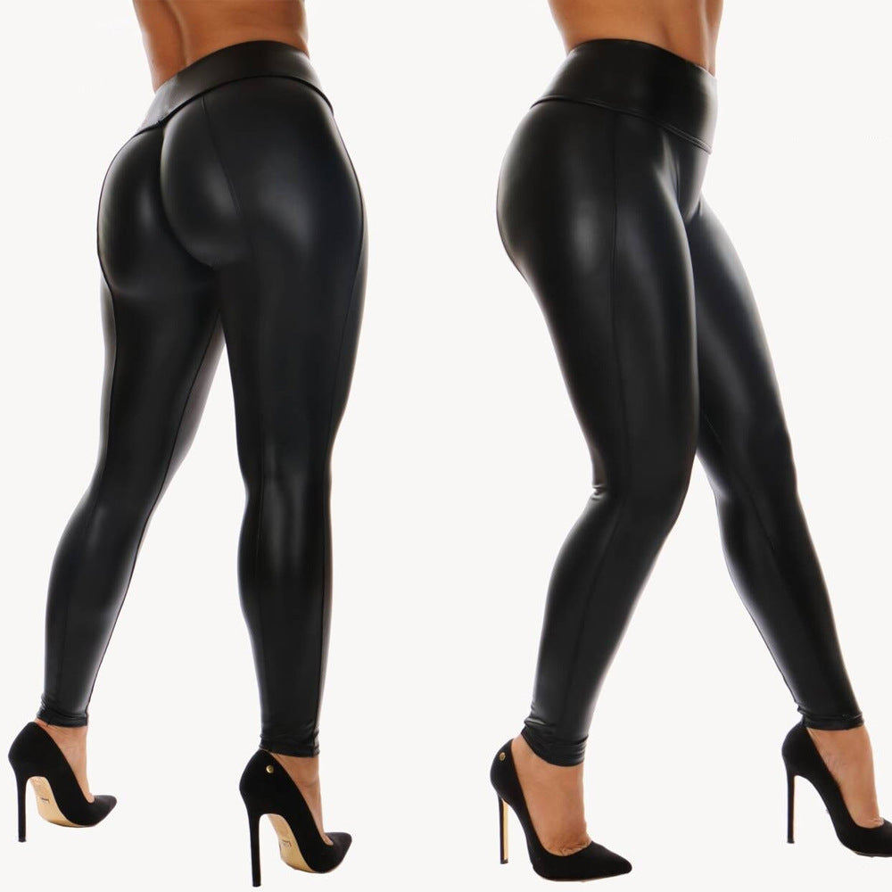Women's PU Leather Yoga Leggings Black – AdriaPulse