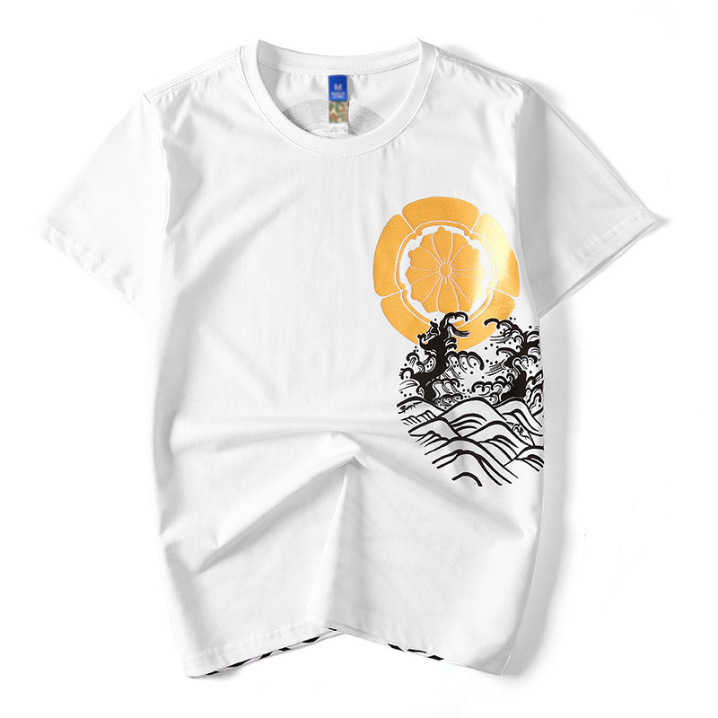 Wave Print T-Shirt | Oversized Cotton Graphic Tee – Unisex