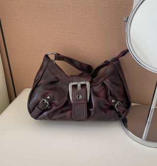 Women's Two-Tone PU Leather Shoulder Bag – Horizontal Square Handbag