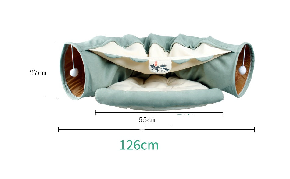 Collapsible Cat Tunnel Toy – Interactive Play Tube with Mat for Cats & Rabbits