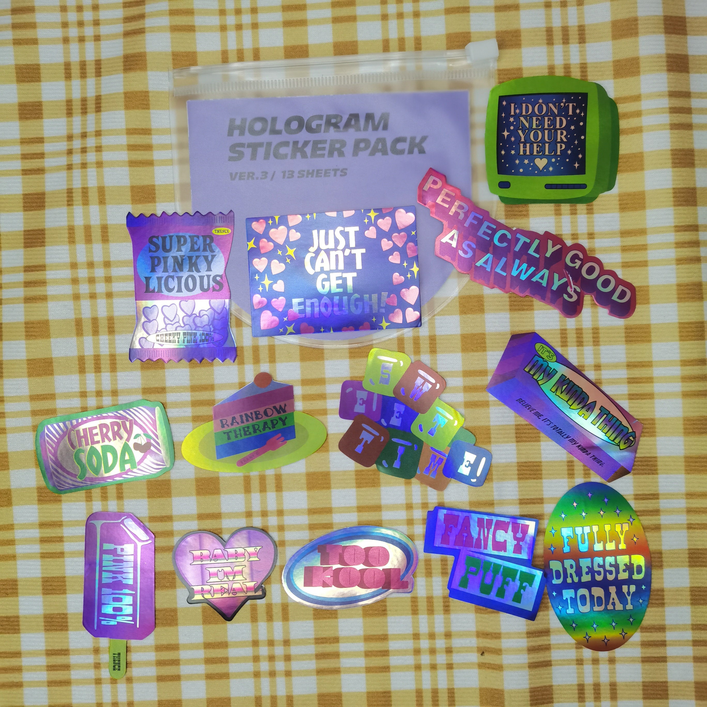 Y2K Retro Laser Vaporwave Waterproof Stickers – 90s Aesthetic Pack