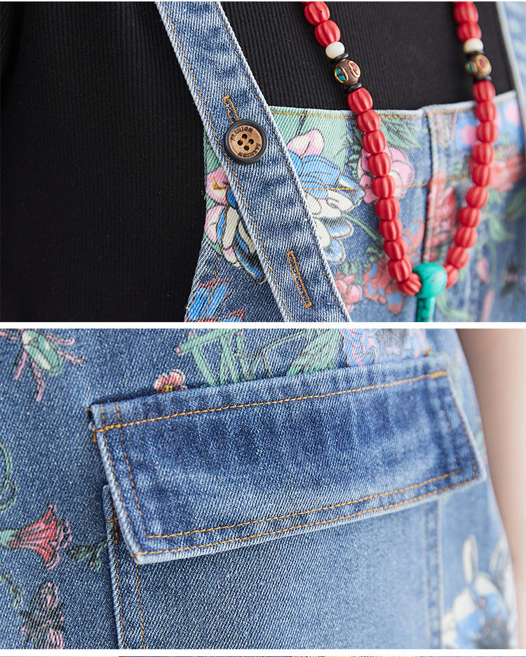 Salopette en jean imprimée Spring Lean pour femme