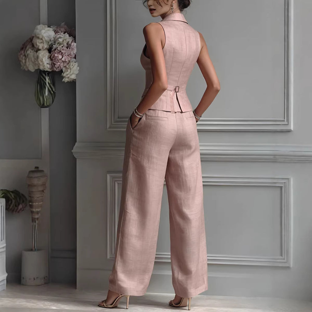 Women's Sleeveless Vest Wide-Leg Pants Two-Piece Set Casual Summer Suit – AdriaPulse
