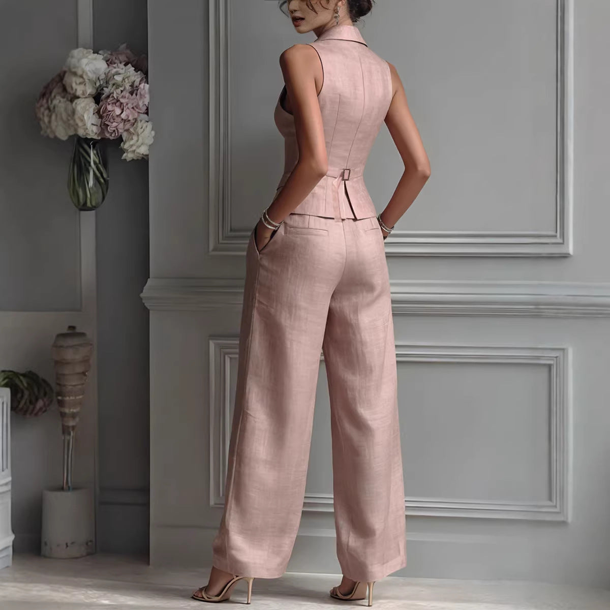 Women's Sleeveless Vest Wide-Leg Pants Two-Piece Set Casual Summer Suit – AdriaPulse
