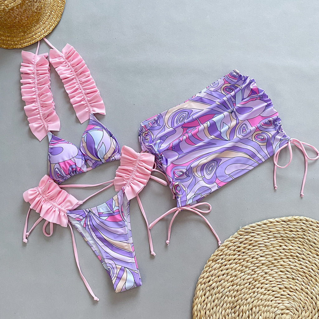 Plissiertes Split-Bikini-Set – Damen-Bademode S–L