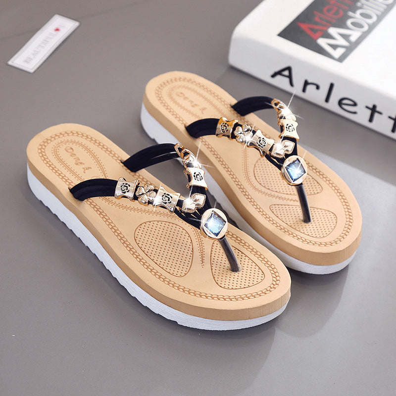 K-Style Damen-Flip-Flops – Matte Fischgrät-Sandalen