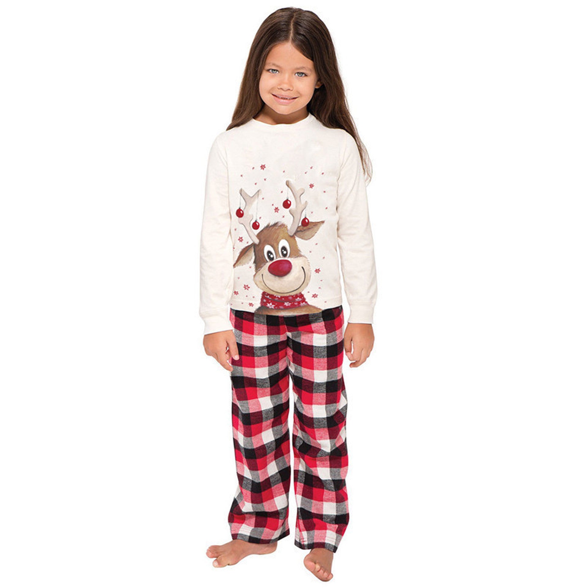 Family Matching Elk Print Fleece Outfit – Holiday Parent-Child Home Clothing – AdriaPulse"