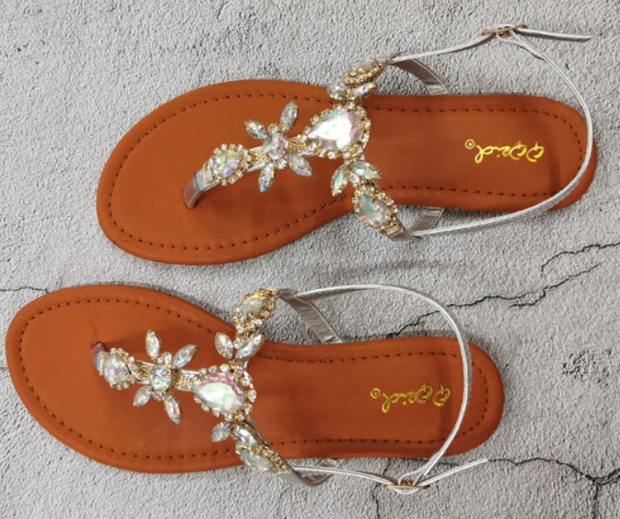Sandales Femme Bohème en Cristal – Tongs à Boucle Strass