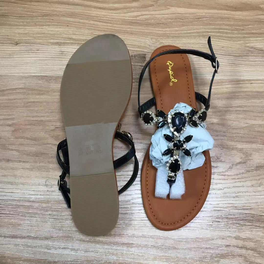 Sandales Femme Bohème en Cristal – Tongs à Boucle Strass