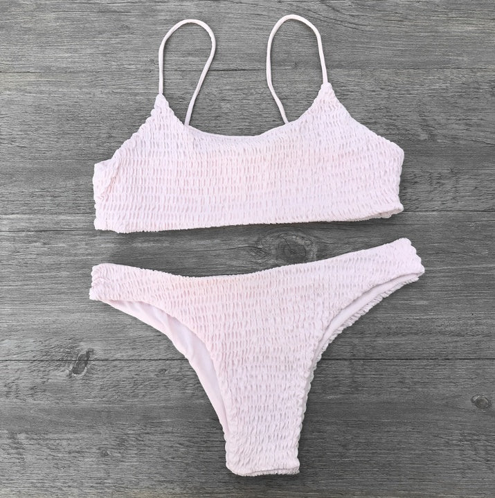 Sexy Pleated Triangle Bikini – Women's Nylon Swimwear S–L