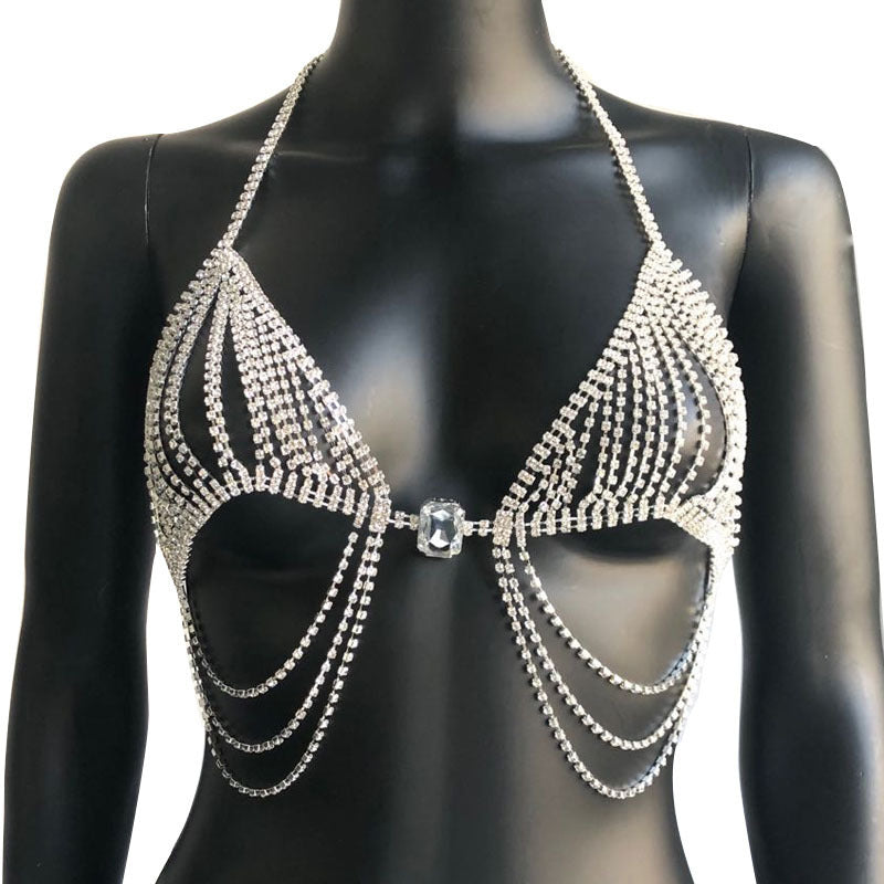 Strass-Quasten Bikini Body Chain Set – Sexy Strand-BH & Unterhosen Schmuck