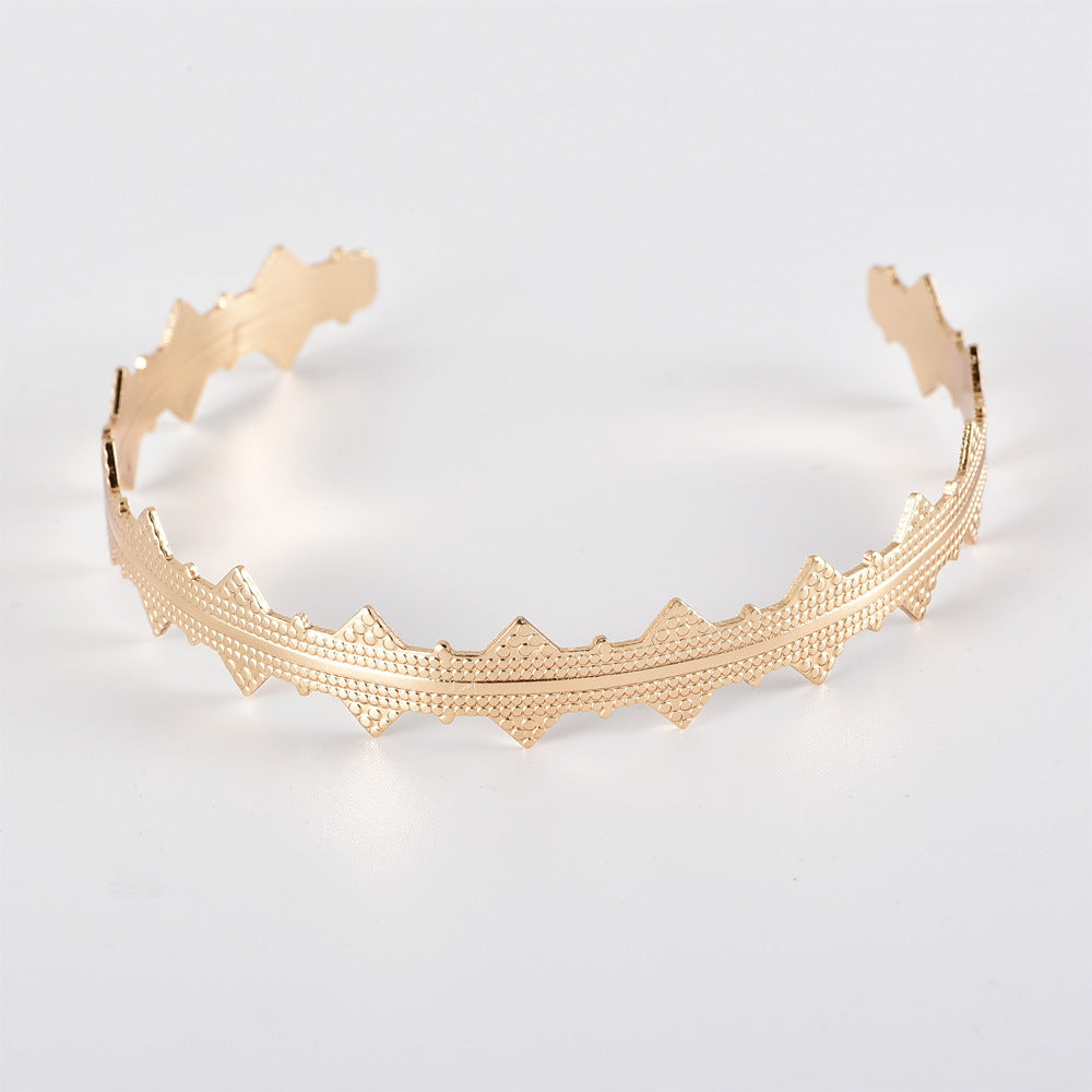 Diamond Bangle Bracelet Set – Gold Geometric Alloy Jewelry for Women