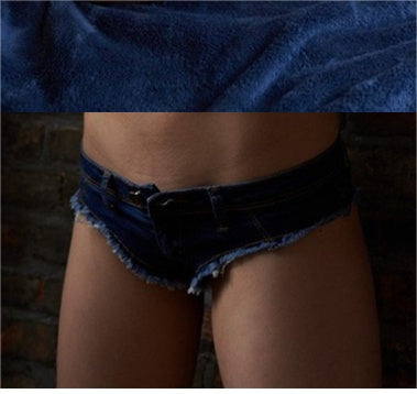 Women's Low Waist Stretch Denim Hot Pants – Tight Jean Shorts in Dark Blue
