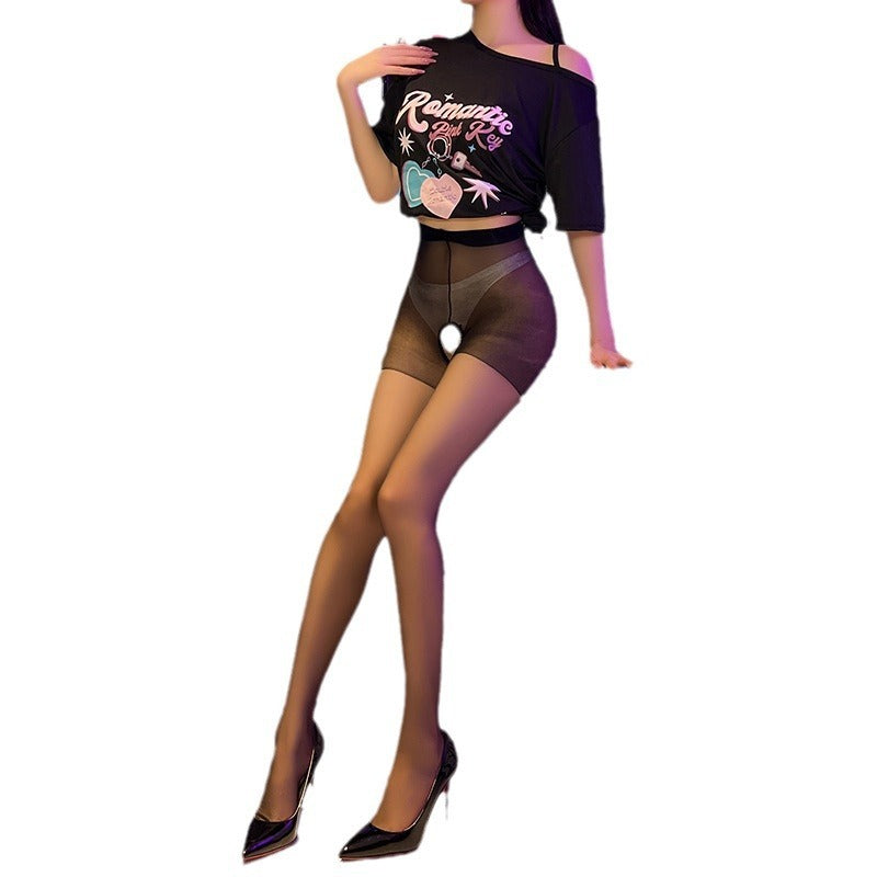 Bas résille entrejambe ouvert, tissu extensible de haute qualité, ajustement parfait, lingerie sexy, mode féminine.