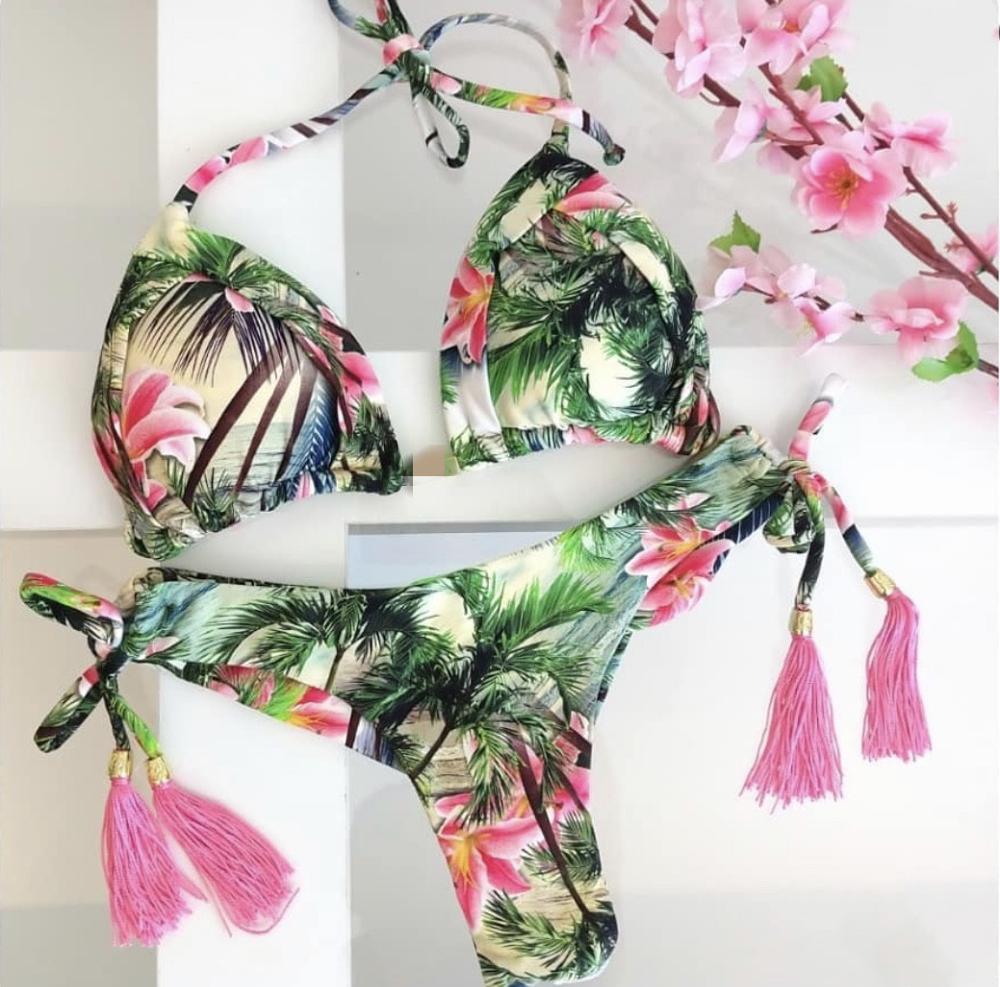Skull Leopard Print Split Bikini – Women's Polyester Swimwear